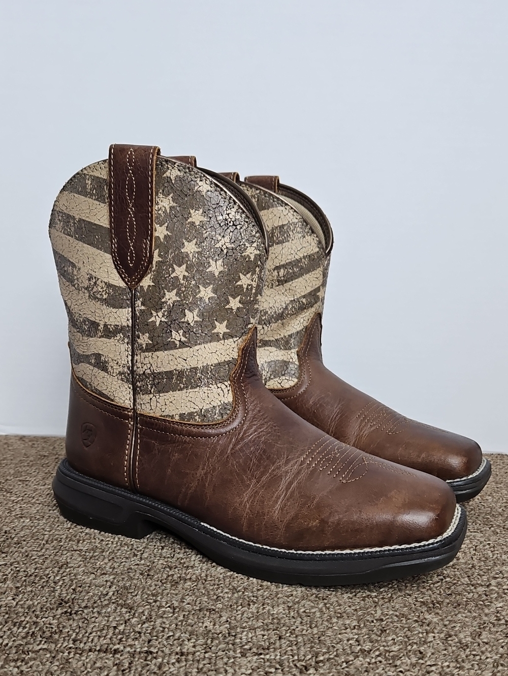 Ariat Anthem Shortie Myra Flag Brown Leather Boots Sz 8 (C Width)